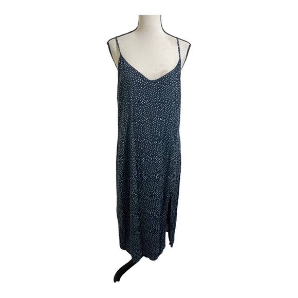 Abercrombie & Fitch womens midi long dress V neck polk dot side sip. Size XLP - Picture 1 of 10